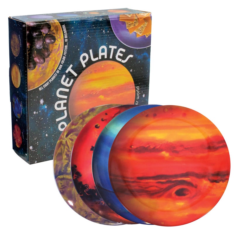 The Unemployed Philosophers Guild Planet Plates - 8" Melamine Astronomy Dessert Plates, Perfect for Appetizers and Snacks, Boxed Set of 8 - Image 1